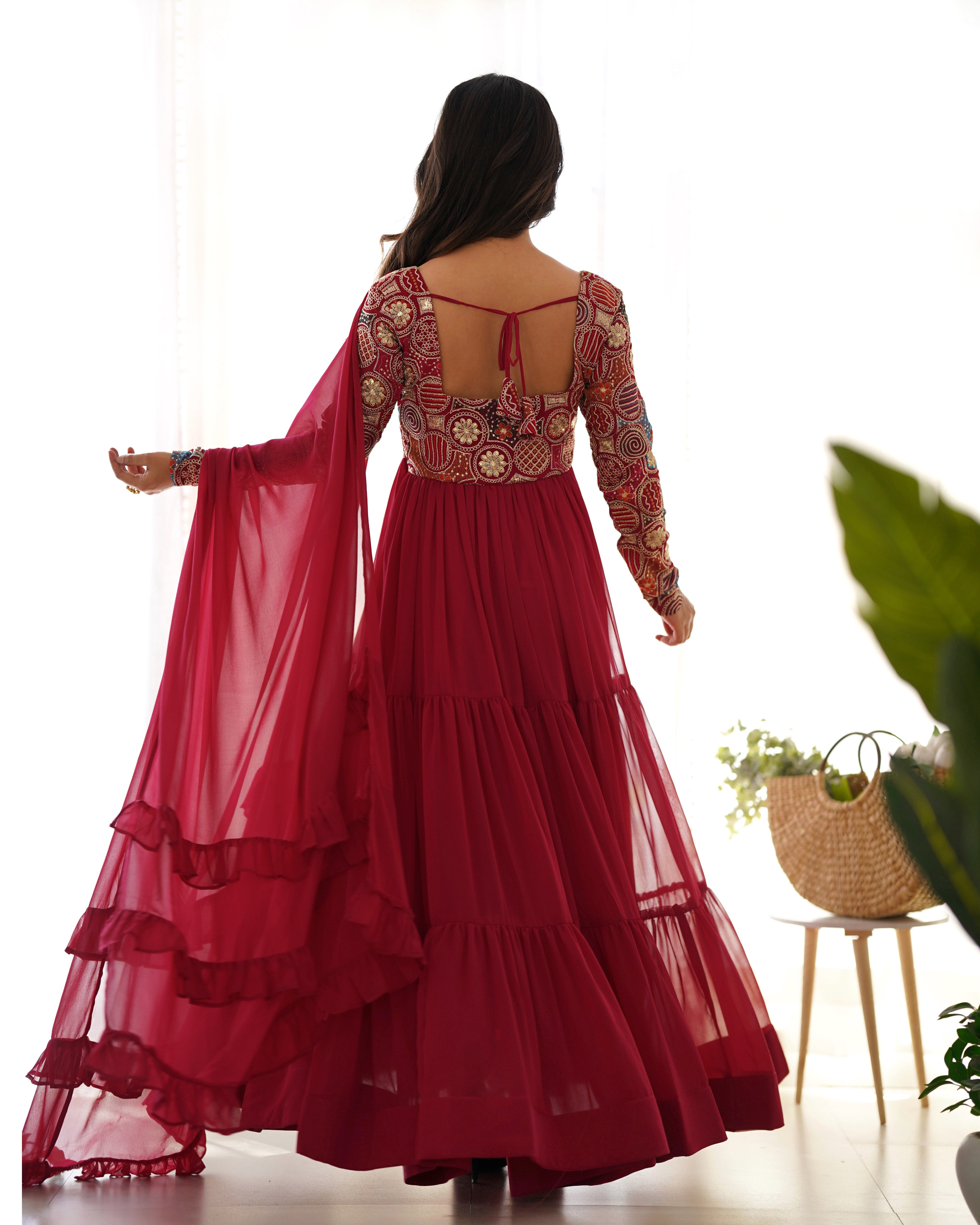 Red Georgette Cherry Kurta Set