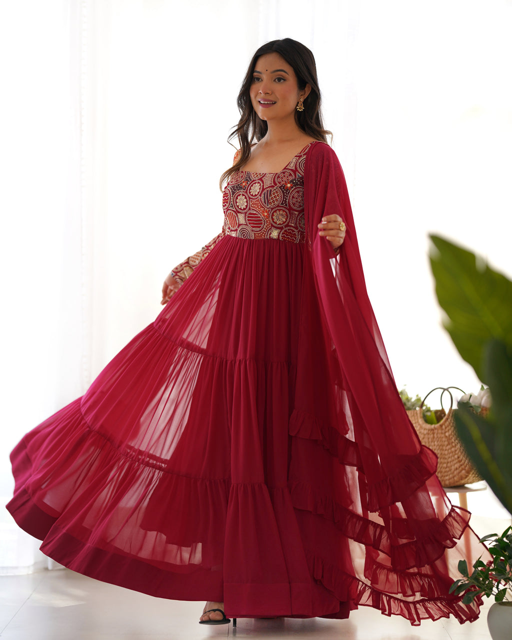 Red Georgette Cherry Kurta Set