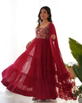 Red Georgette Cherry Kurta Set
