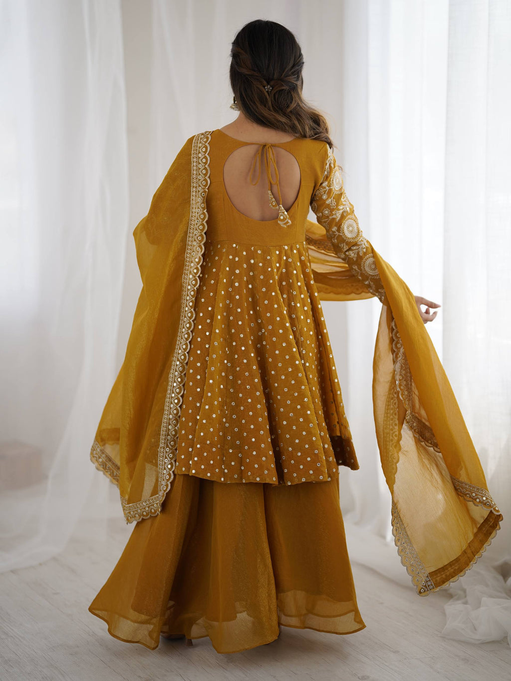 Yellow Crunchy Silk Sharara Set