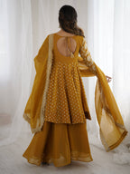 Yellow Crunchy Silk Sharara Set
