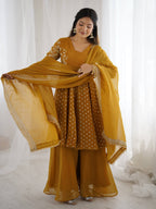 Yellow Crunchy Silk Sharara Set