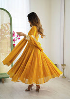 Mustard Heavy Embroidery Rainbow Sequence with Moti Work Suit Set