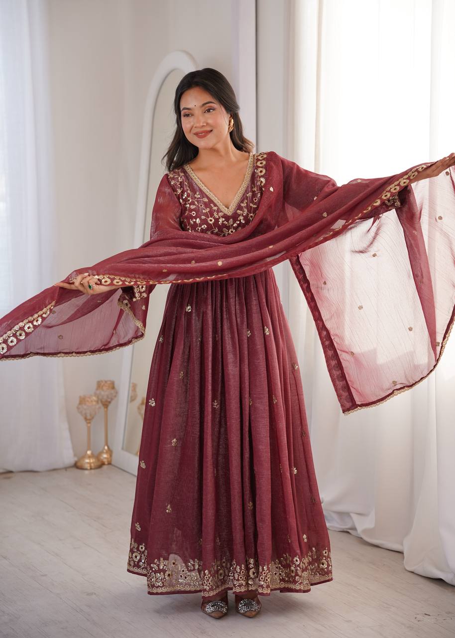 Chiku Sequence Embroidery Kurta Set