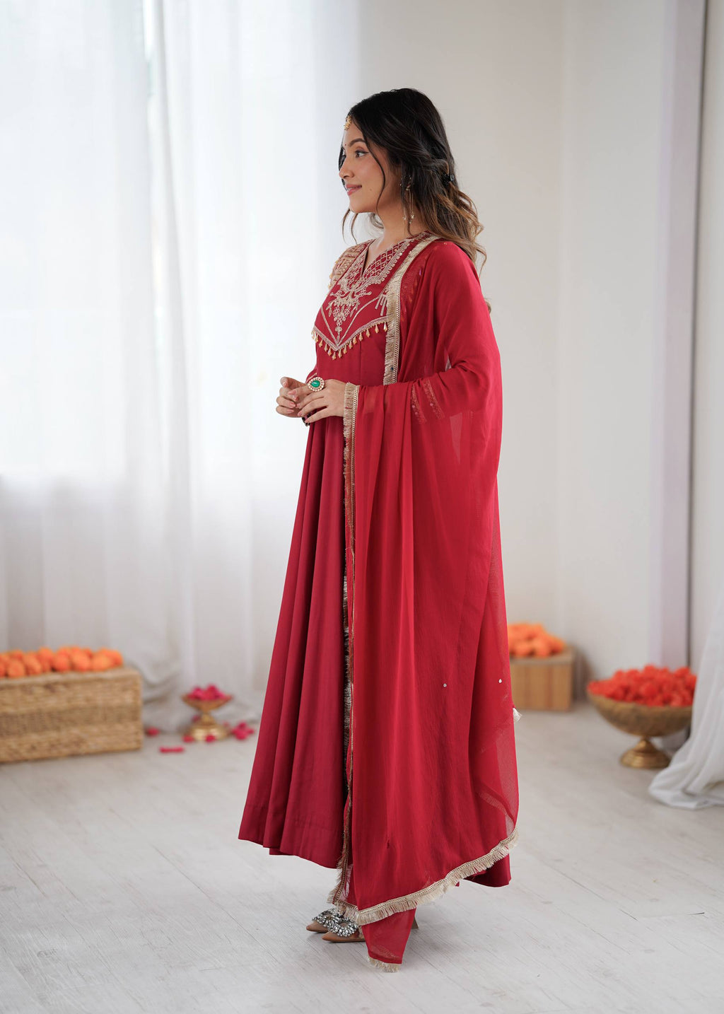 Cheery Roman silk Kurta Set