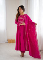 Gulabi Chanderi Silk Kurta Set