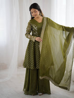 Mehendi Crunchy Silk Sharara Set