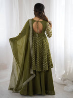 Mehendi Crunchy Silk Sharara Set