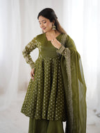 Mehendi Crunchy Silk Sharara Set