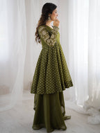 Mehendi Crunchy Silk Sharara Set