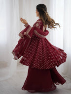 Maroon Crunchy Silk Sharara Set
