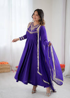Violet Roman silk Kurta Set