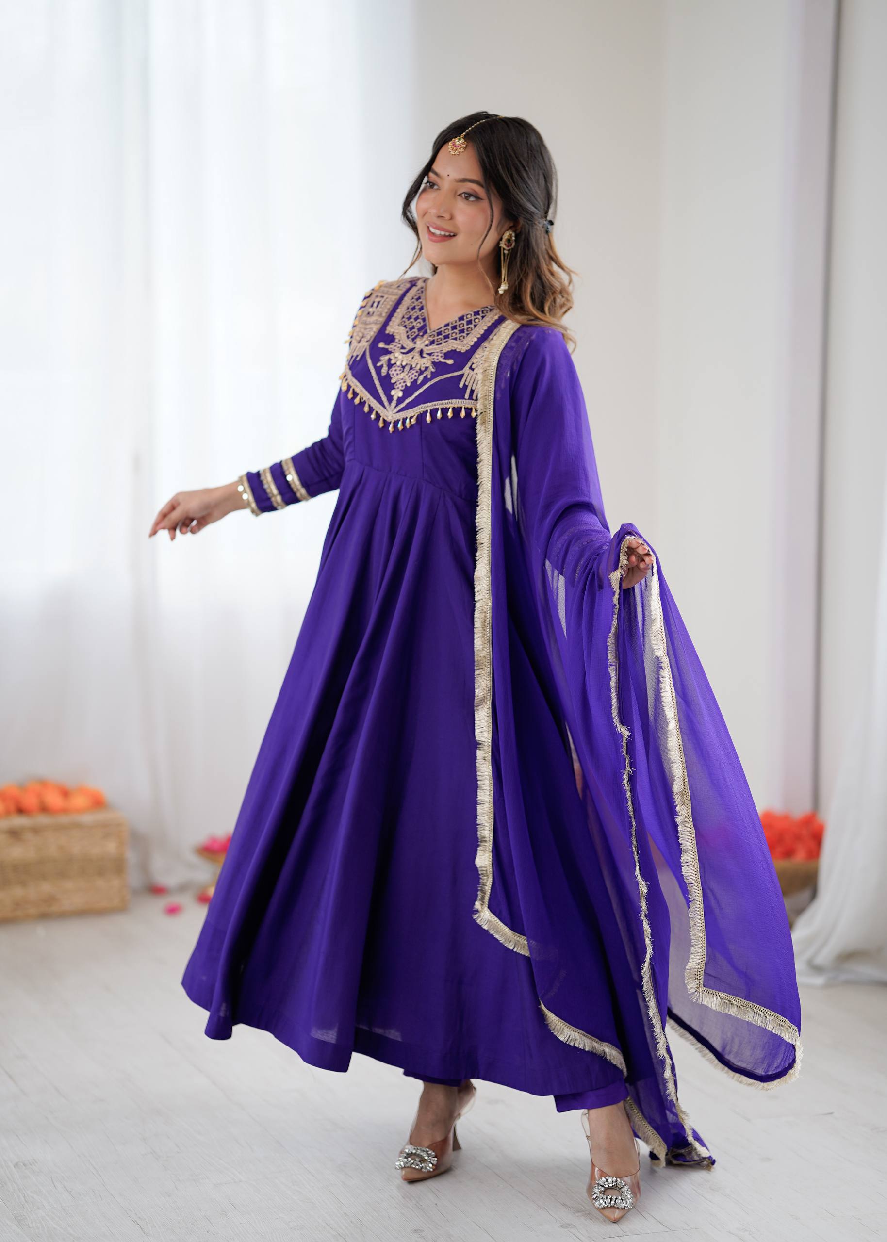 Violet Roman silk Kurta Set