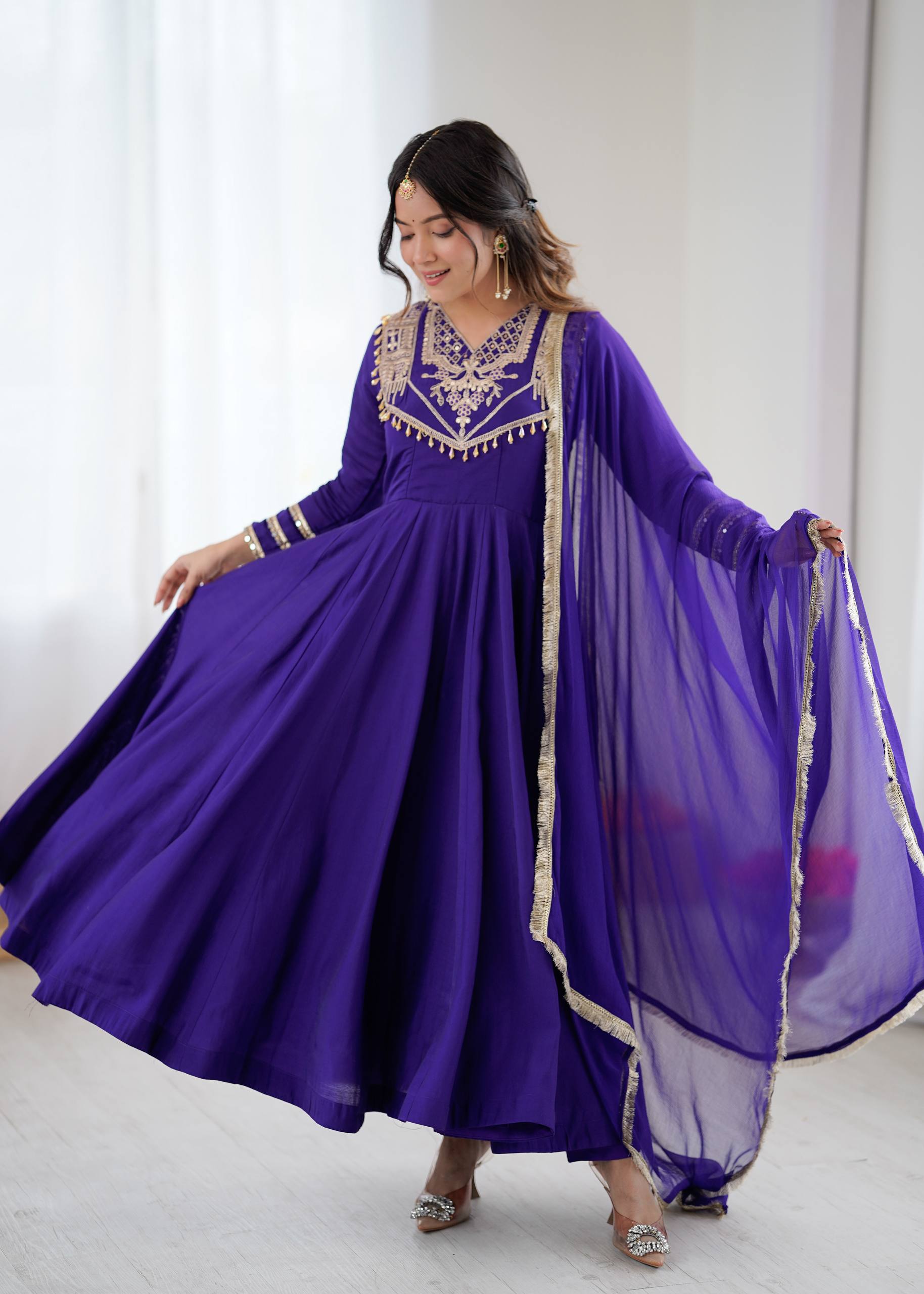 Violet Roman silk Kurta Set