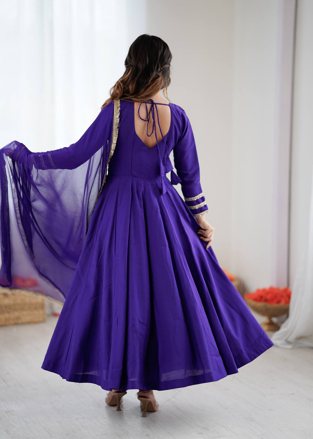 Violet Roman silk Kurta Set