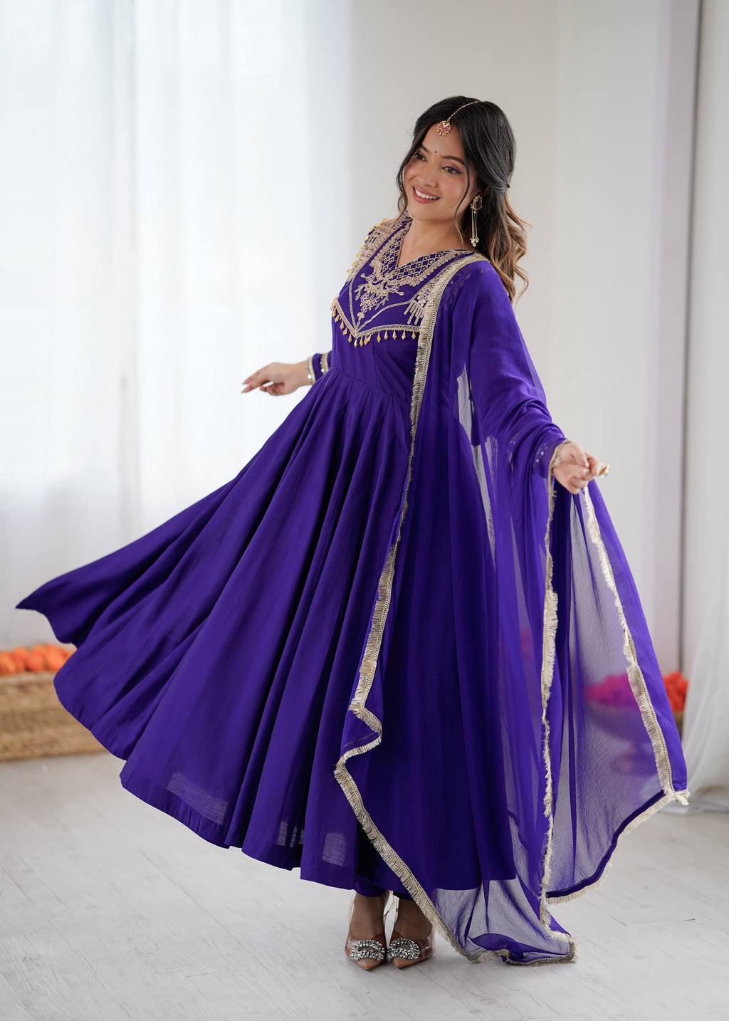 Violet Roman silk Kurta Set
