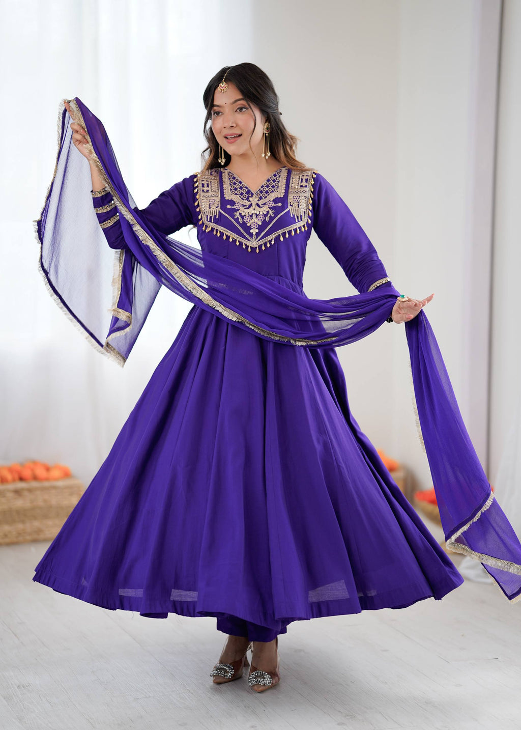 Violet Roman silk Kurta Set