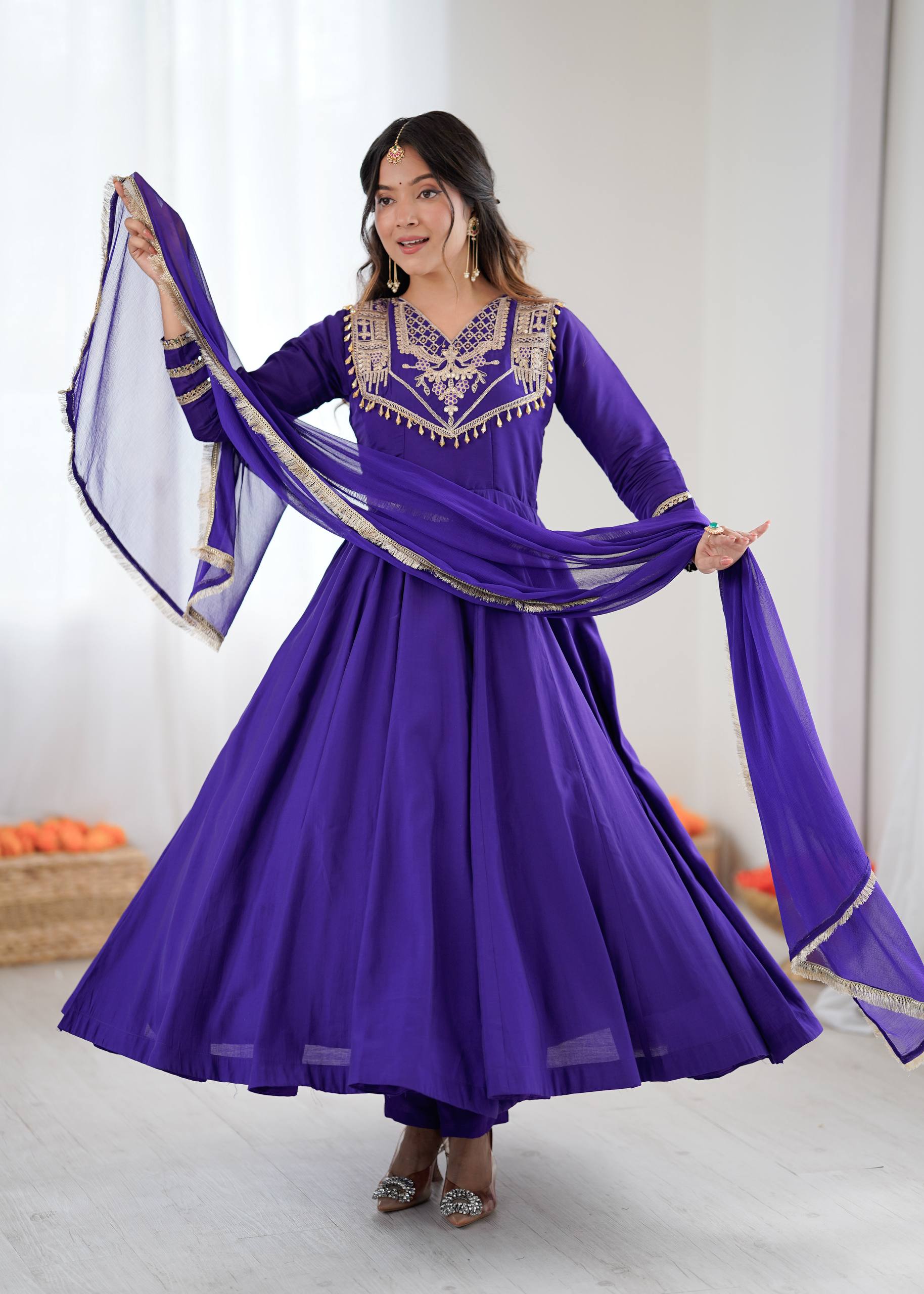 Violet Roman silk Kurta Set