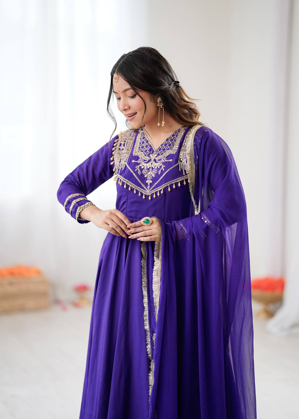 Violet Roman silk Kurta Set