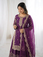 Violent Mother-Daughter Fandy Silk Embroidery Sharara Set