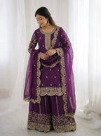Violent Fendy Silk Embroidery Sharara Set