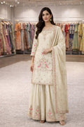 Cream Chinon Silk Sharara Set