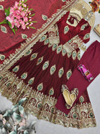 Morpich Fandy Silk Embroidery Anarkali