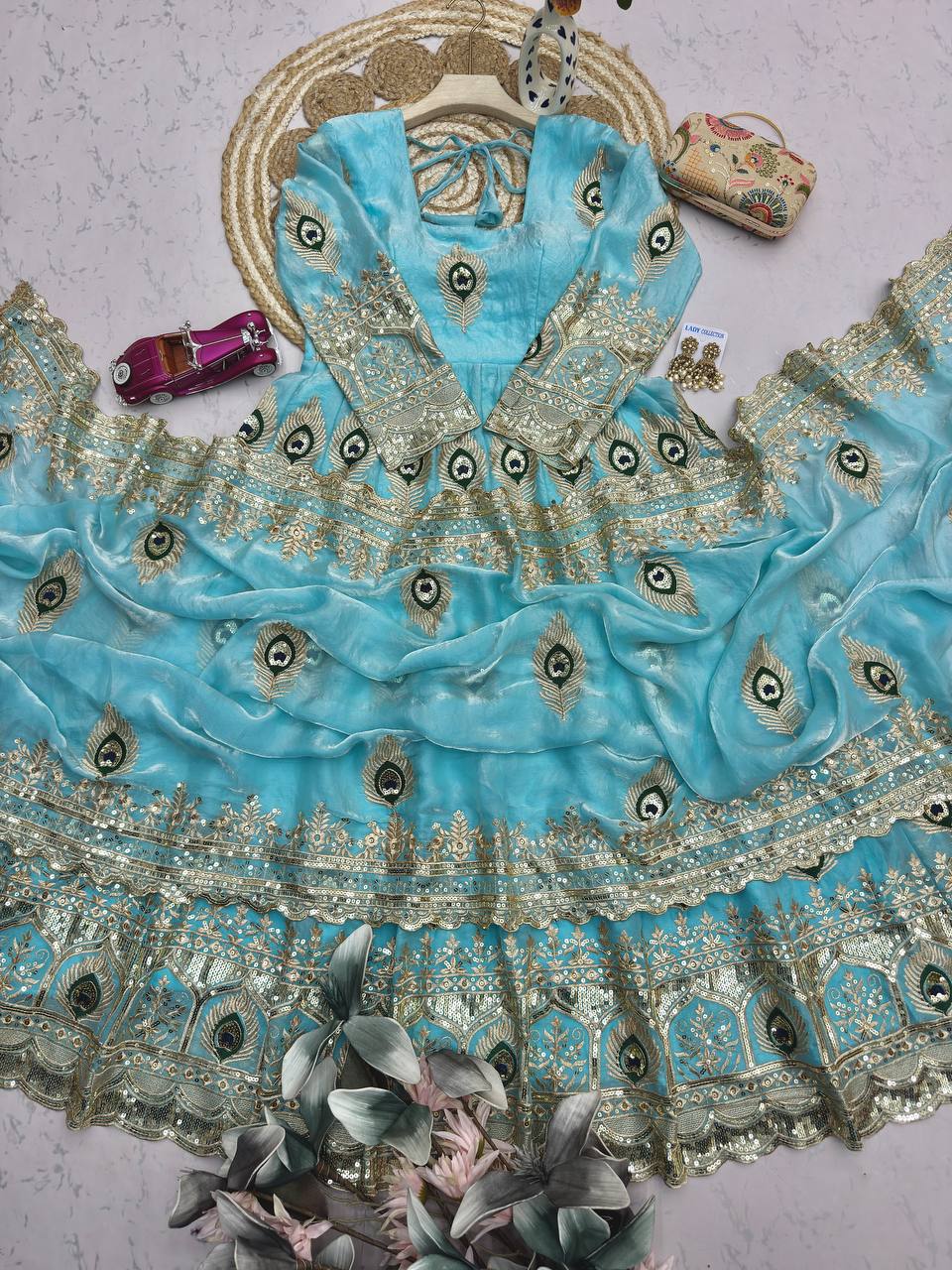 Morpich Fandy Silk Embroidery Anarkali