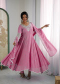 Baby Pink Heavy Embroidery Rainbow Sequence with Moti Work Suit Set