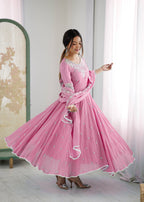 Baby Pink Heavy Embroidery Rainbow Sequence with Moti Work Suit Set
