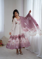 Pink Organza Sunflower Kurta Set