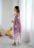 Pink Organza Sunflower Kurta Set