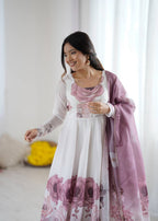 Pink Organza Sunflower Kurta Set