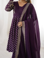 Purple Crunchy Silk Sharara Set