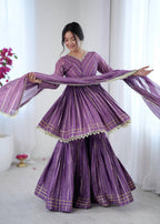 Purple Mal Chanderi Sharara Set