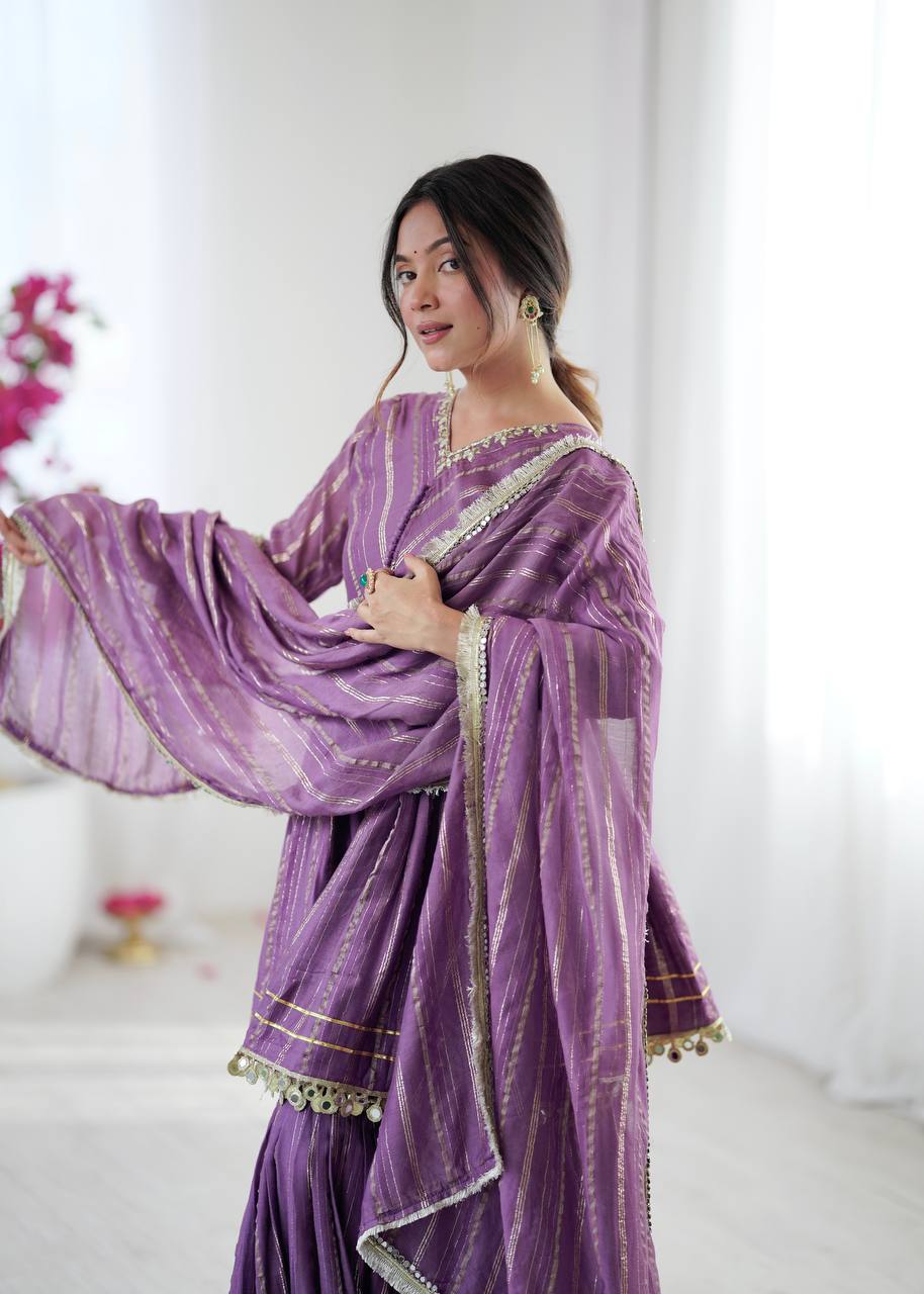 Purple Mal Chanderi Sharara Set