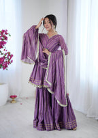Purple Mal Chanderi Sharara Set