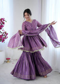 Purple Mal Chanderi Sharara Set