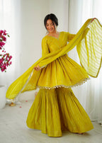 Yellow Mal Chanderi Sharara Set