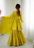 Yellow Mal Chanderi Sharara Set