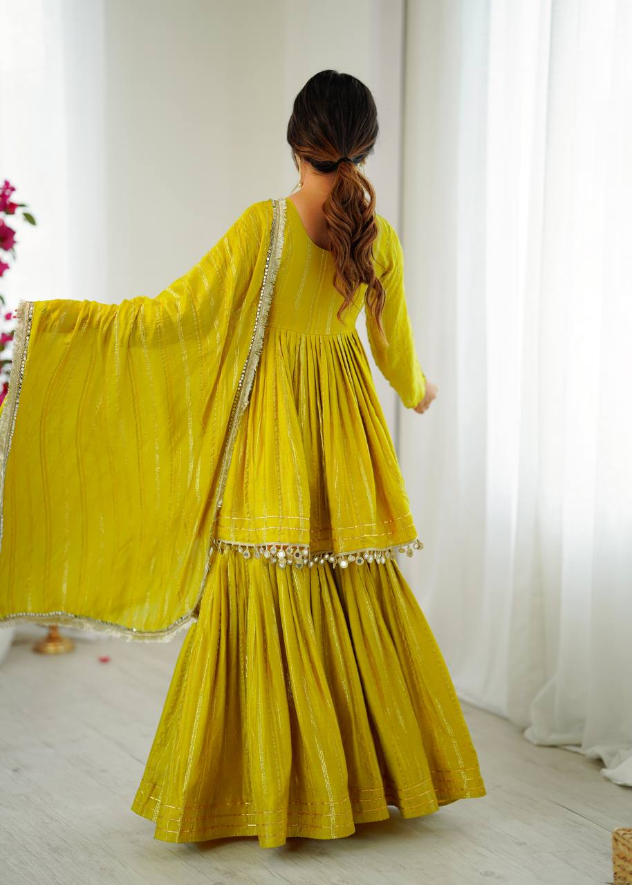 Yellow Mal Chanderi Sharara Set