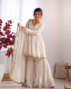 White Mal Chanderi Sharara Set