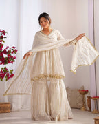 White Mal Chanderi Sharara Set