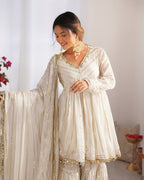 White Mal Chanderi Sharara Set