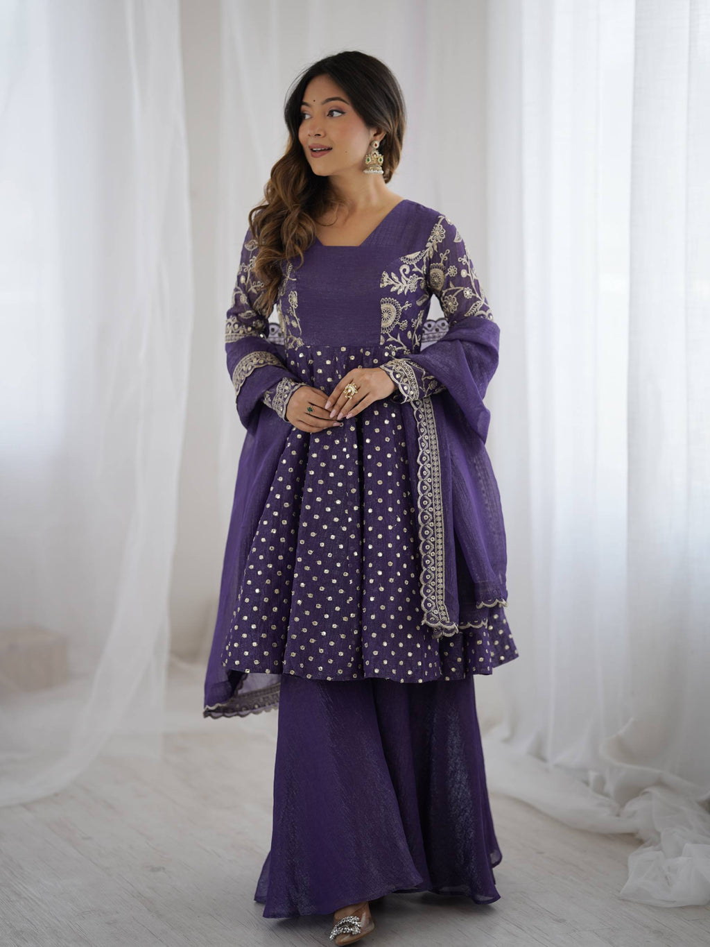 Violent Crunchy Silk Sharara Set
