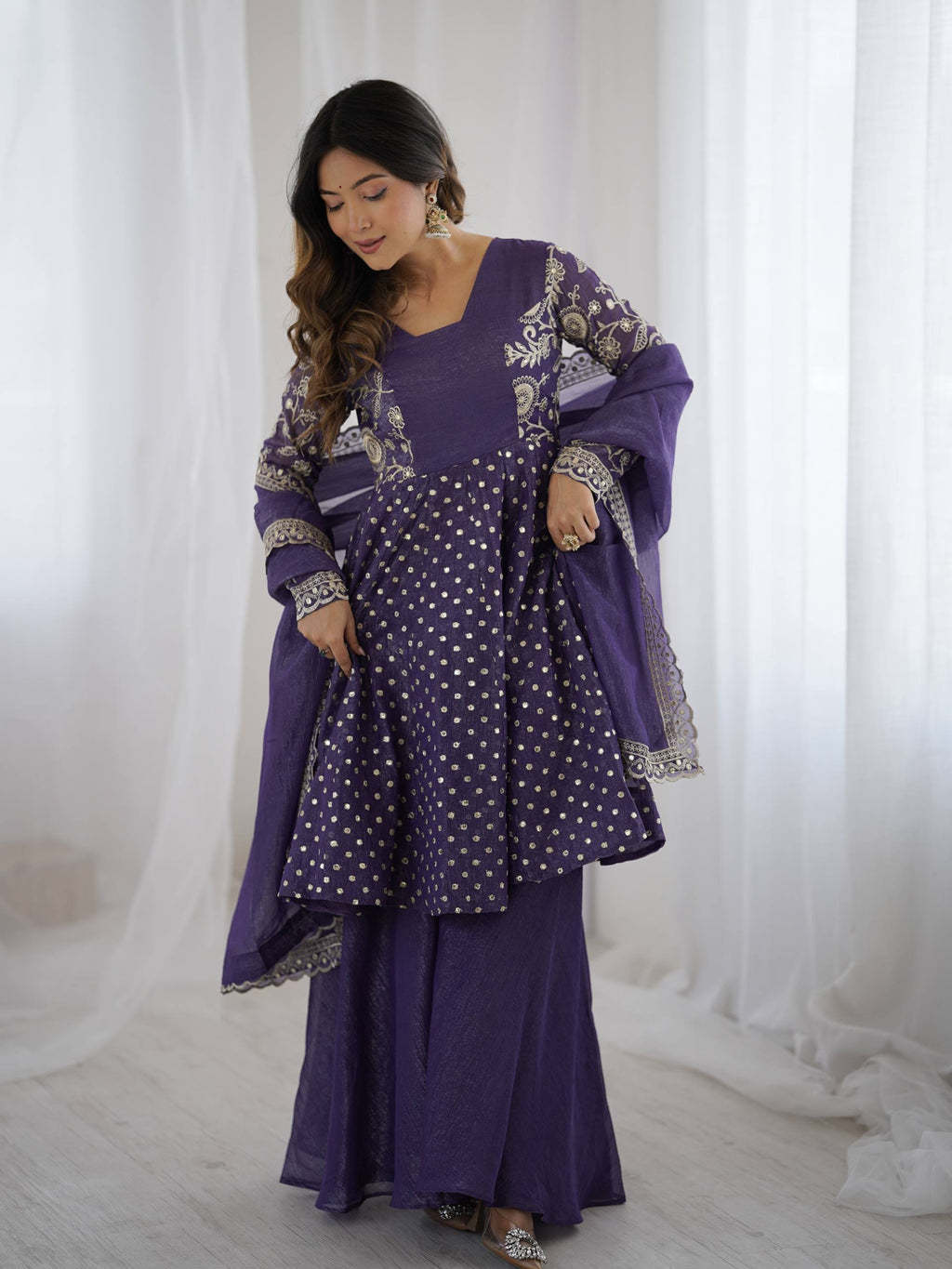 Violent Crunchy Silk Sharara Set