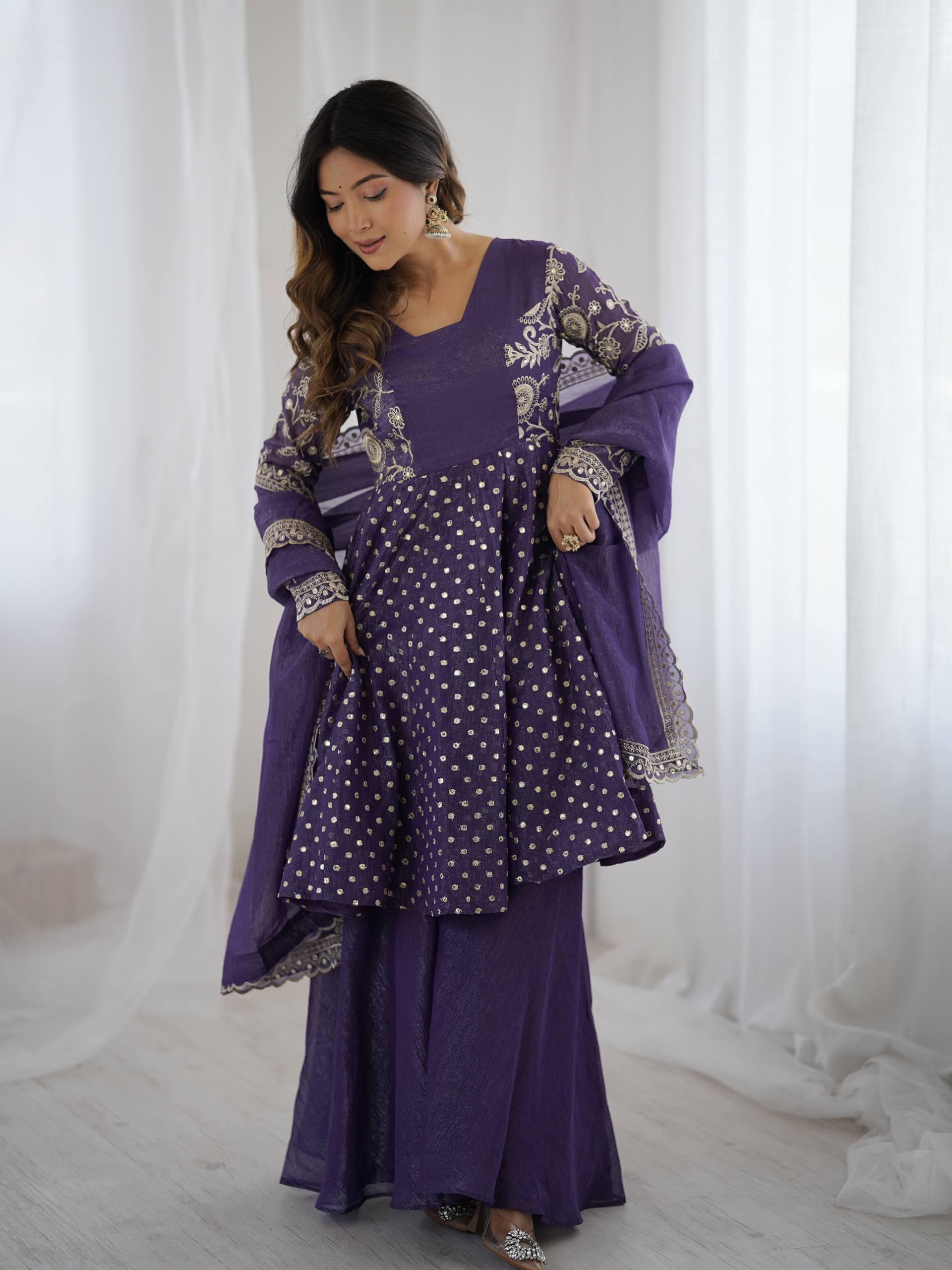 Violent Crunchy Silk Sharara Set