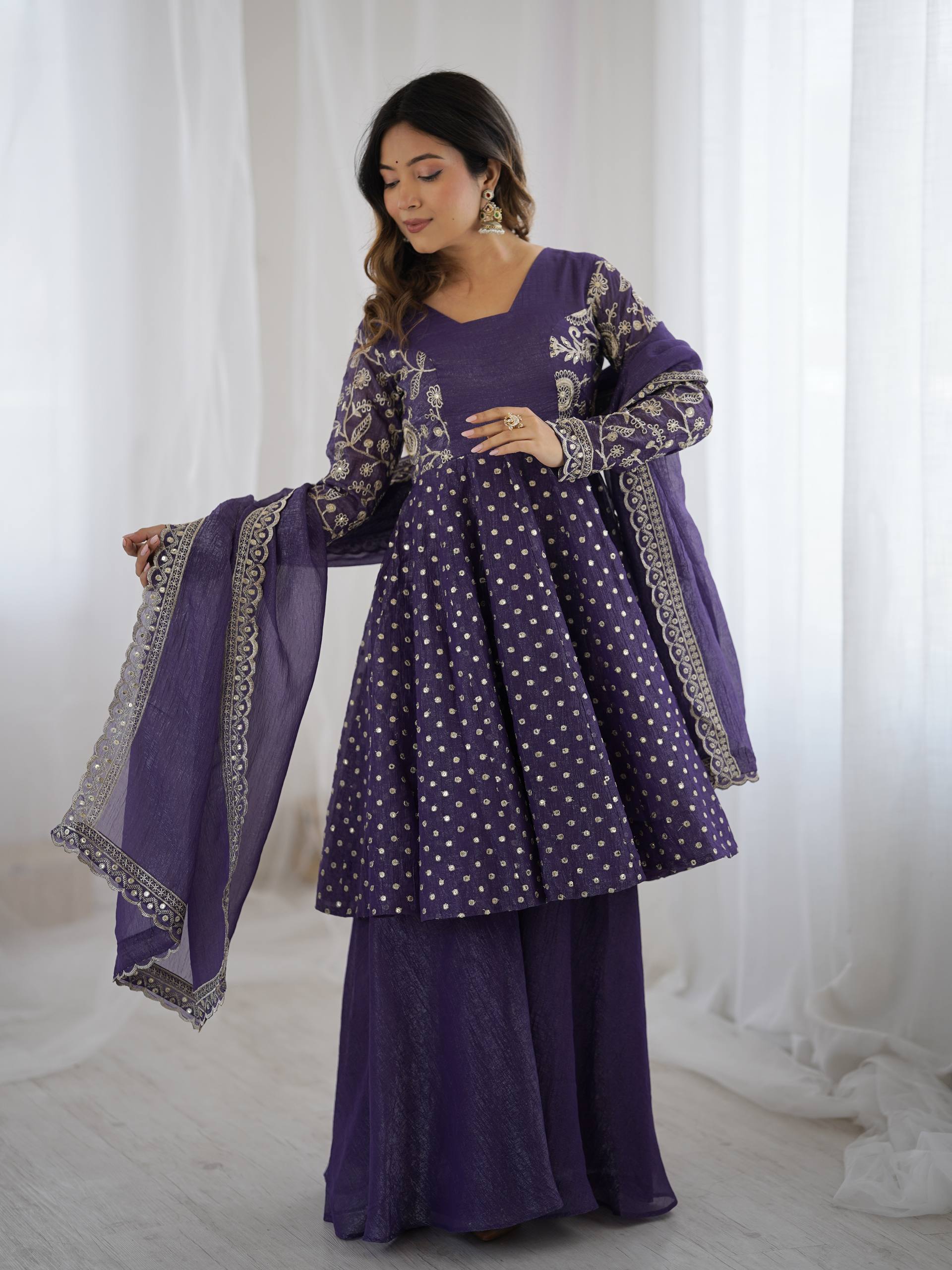 Violent Crunchy Silk Sharara Set