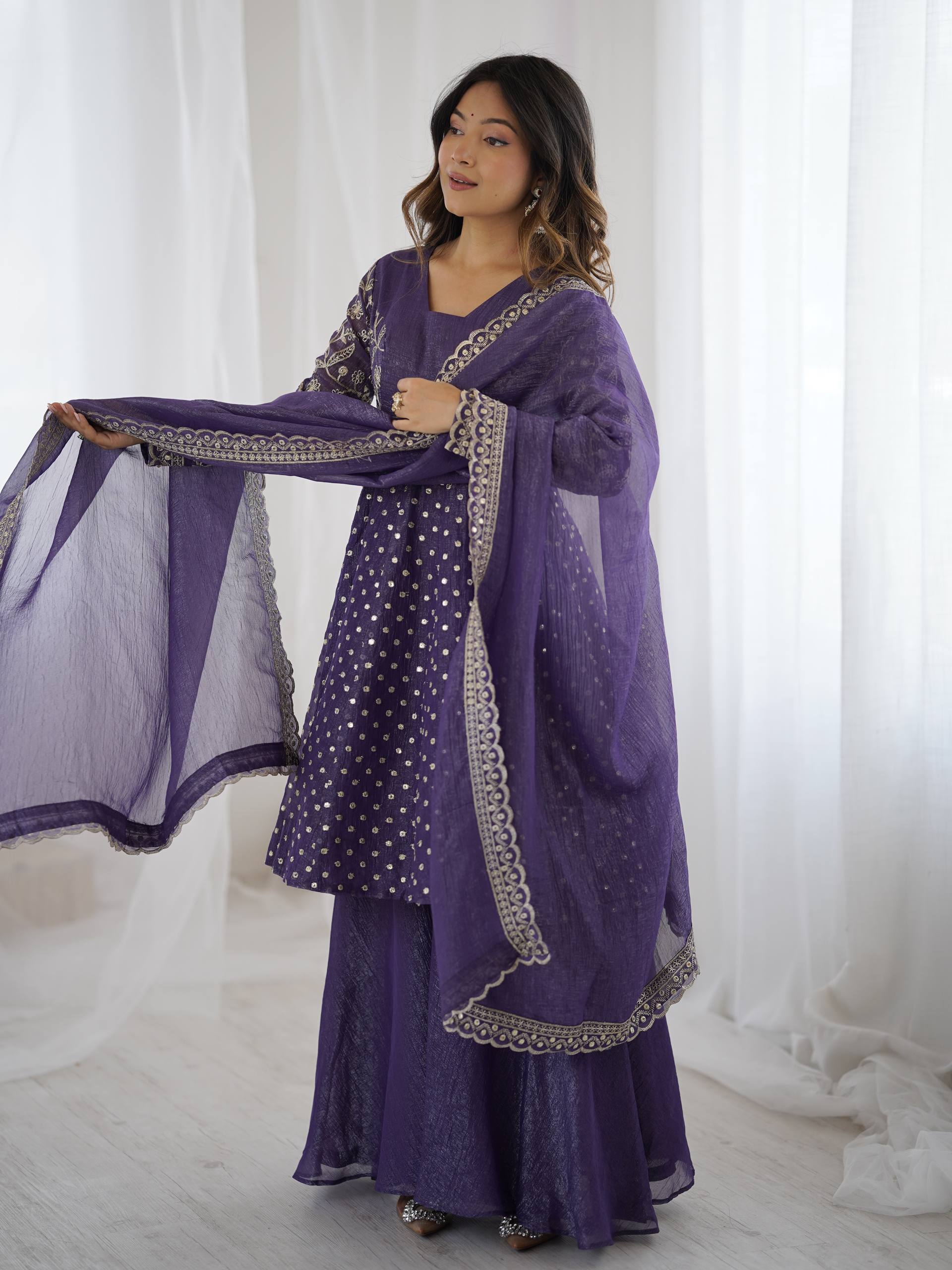Violent Crunchy Silk Sharara Set