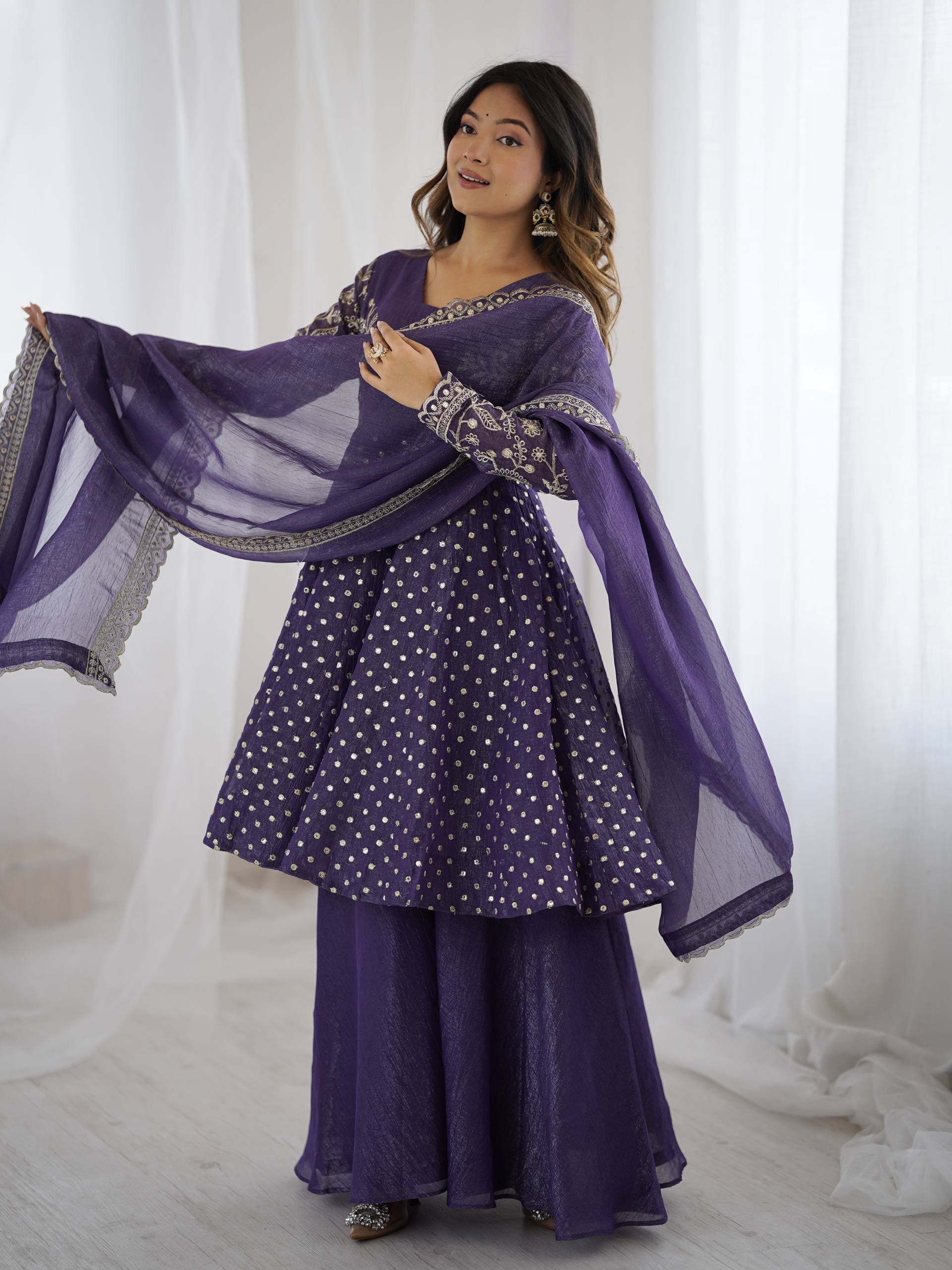 Violent Crunchy Silk Sharara Set